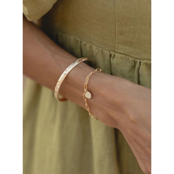 New Our Spare Change Skinny Floral Cuff Bracelet 18K Gold Plated - Picture 10 of 16